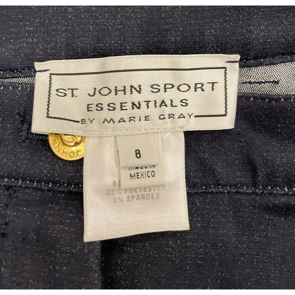 ST JOHN Sport Essentials Womens Pants Jeans Size 8 Blue Denim Cotton Stretch - Picture 2 of 12